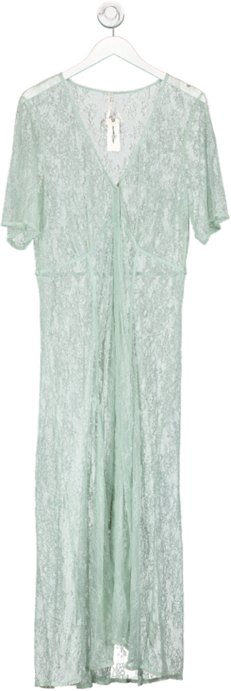 Anthropologie Green Lace Over Dress UK XL