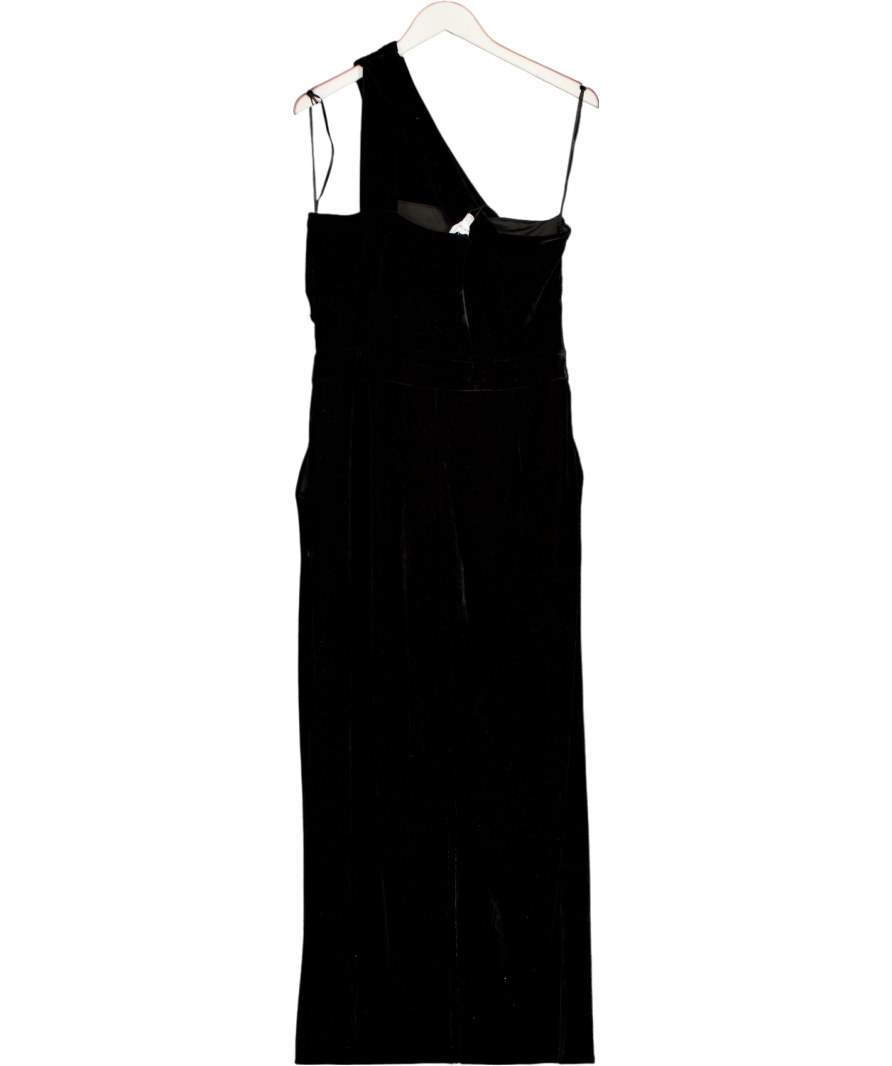 REISS Winter Velvet One-shoulder Jumpsuit In Black UK 14