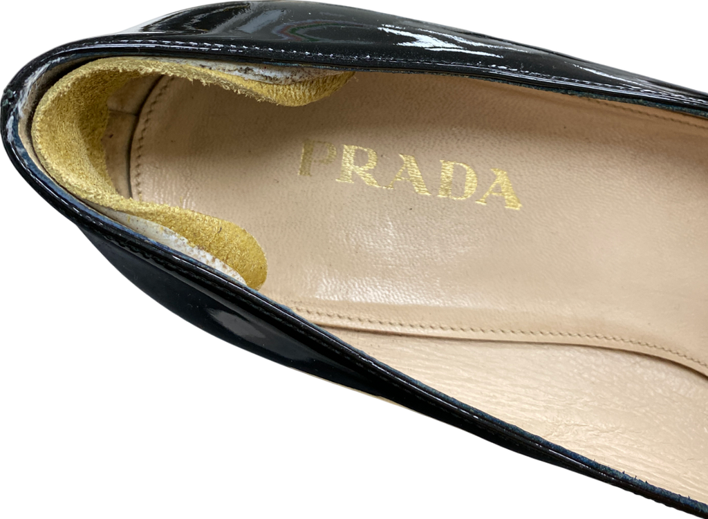Prada Black Patent Peep-toe High Heel Pumps UK 4.5 EU 37.5 👠