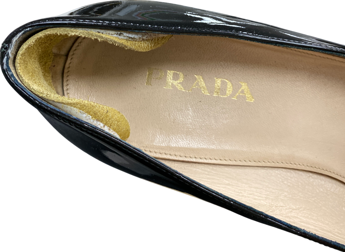 Prada Black Patent Peep-toe High Heel Pumps UK 4.5 EU 37.5 👠