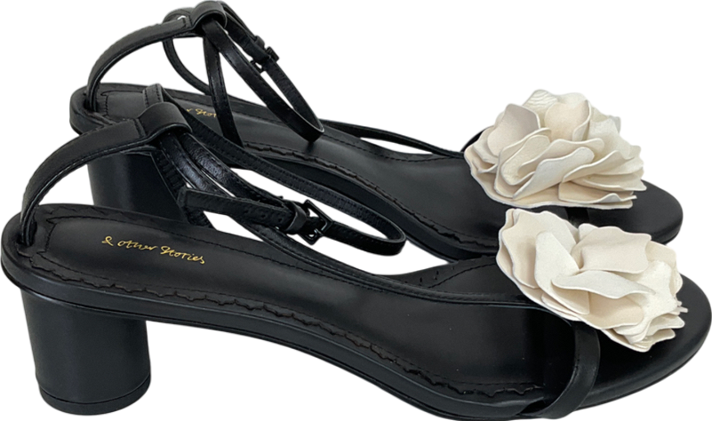 & Other Stories Black Heeled Leather Sandals UK 5 EU 38 👠