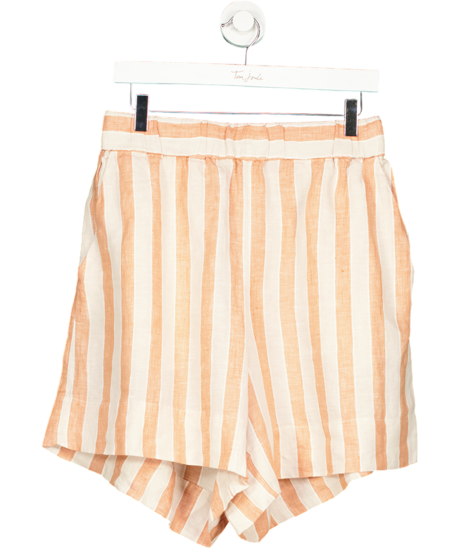 H&M Orange 100% Linen Striped Shorts UK M
