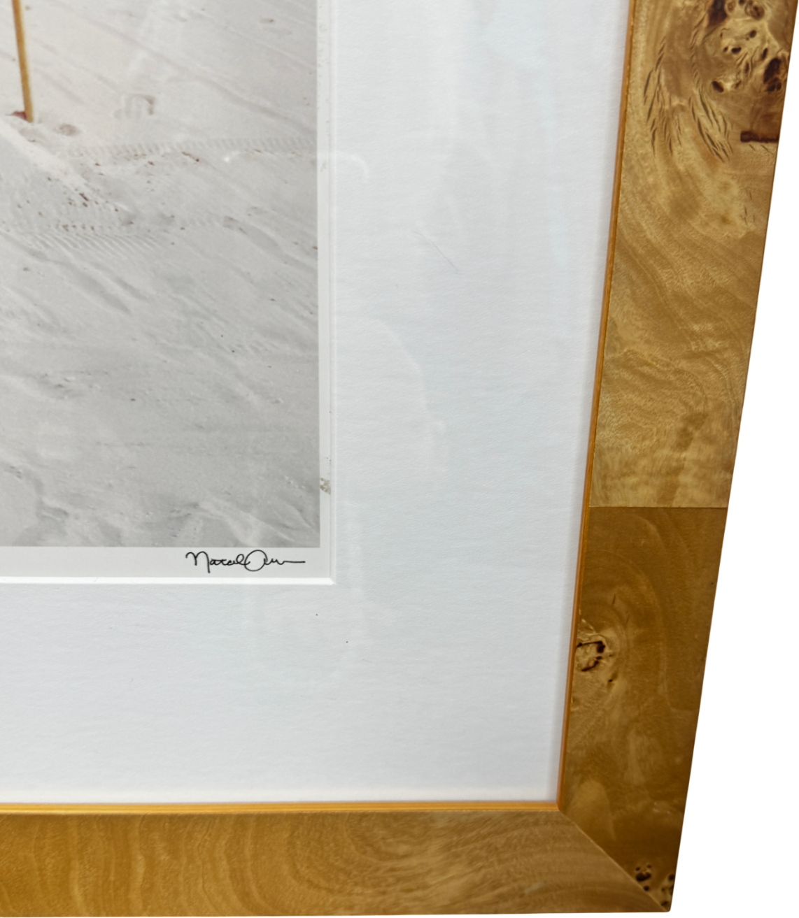 Natalie Obradovich 'Orange Umbrellas' Framed Photograph - Natural Burr Wood Frame