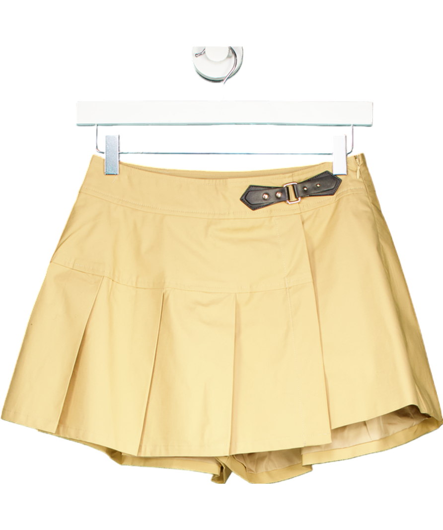 Karen Millen Beige Tailored Clean Polished Cotton Pleated Mini Skirt UK 6