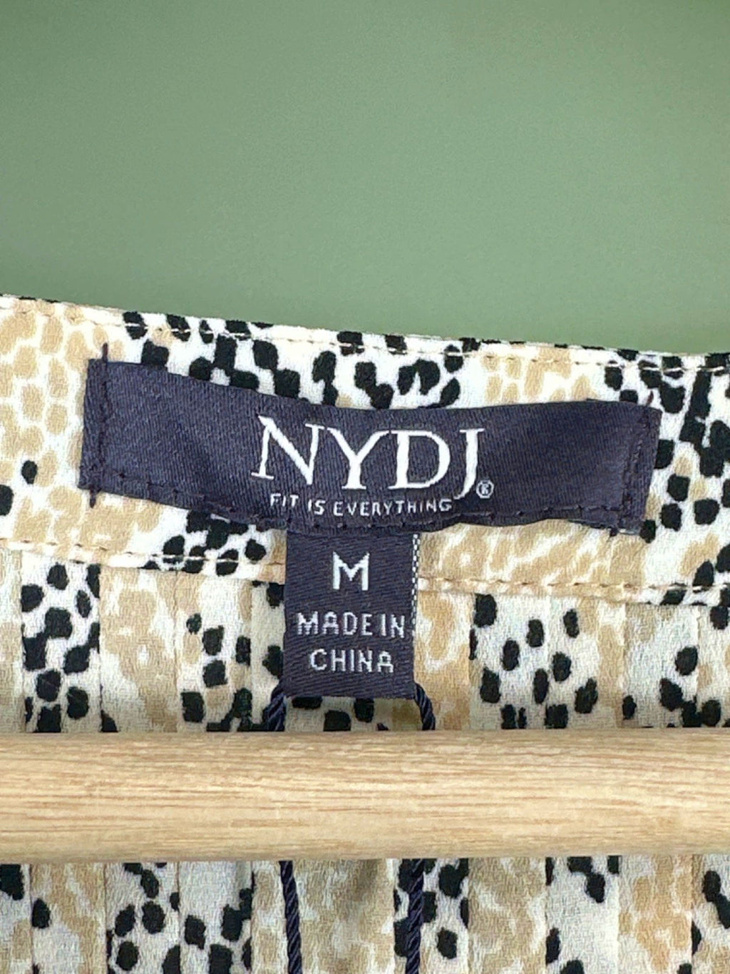 NYDJ Beige Snakeskin Print Pintuck Blouse UK M