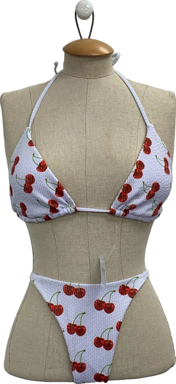 Wolfe Bay White Cherry Print Bikini Set