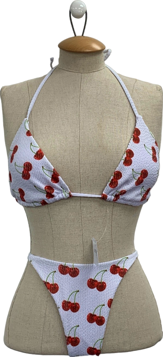 Wolfe Bay White Cherry Print Bikini Set