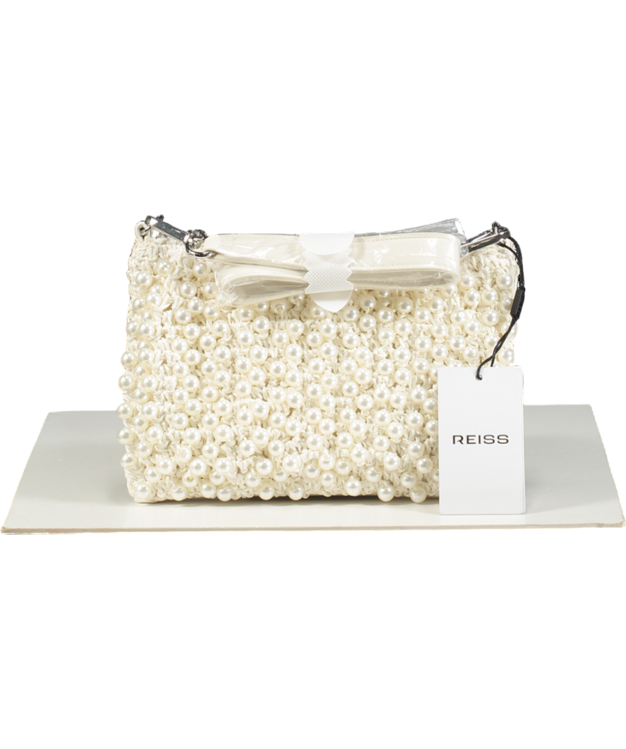 REISS Faux-pearl Raffia Dani Shoulder Bag In White