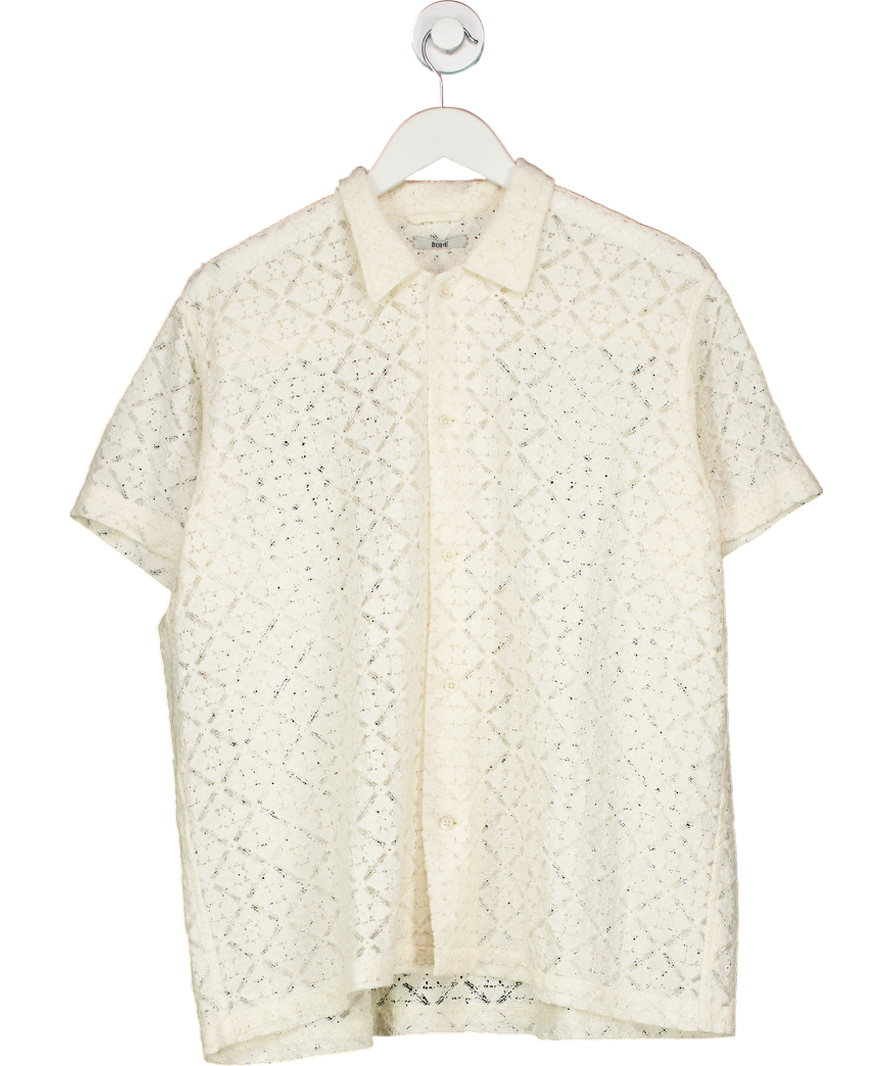 Bode Cream Floral Lace Short Sleeve Shirt UK L/XL