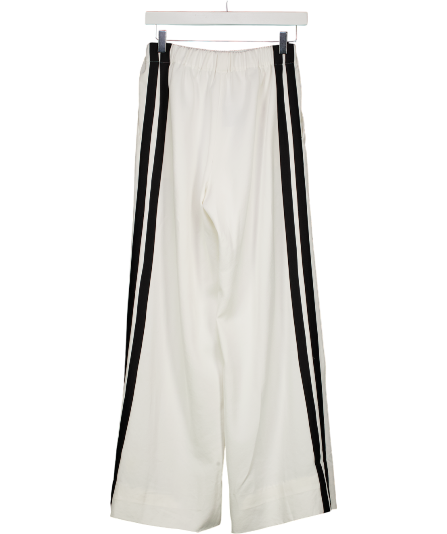 Serena Bute White Satin Boyfriend Trouser With Contrast Side Stripe UK XS