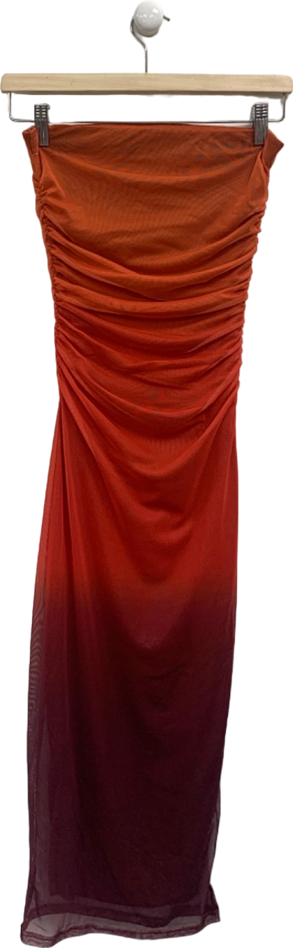 New Look Red Ombre Ruched Maxi Dress UK 8