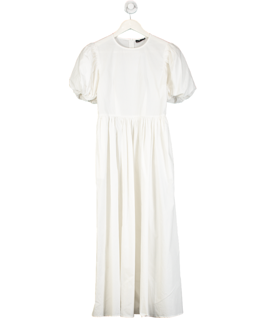 Sister Jane White Puff Sleeve Smock Midi Dress UK XS