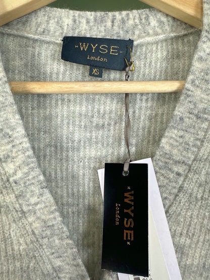 WYSE LONDON Light Grey Becky Wool/Mohaire Soft Boyfriend Cardigan UK XS