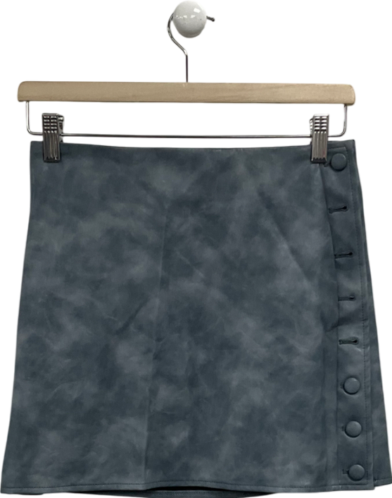 PrettyLittleThing Grey Washed Faux Leather Mini Skirt UK 8