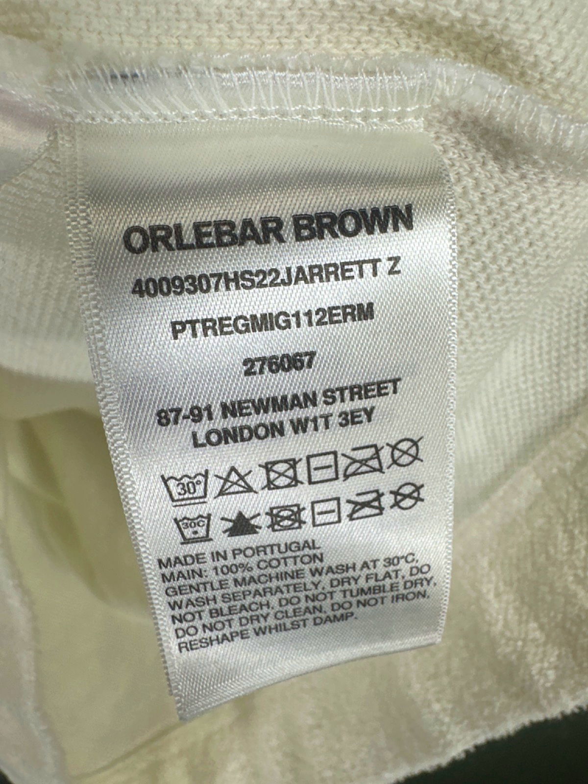 Orlebar Brown White Terry Cloth Polo Shirt UK L