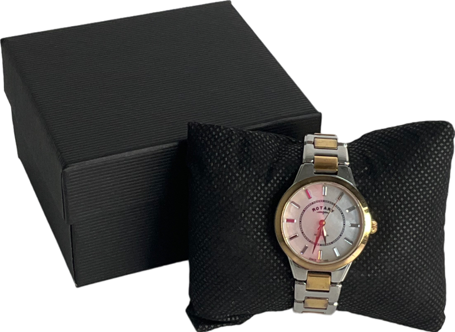 rotary Quartz Watch With White Dial Analogue Display And Rose Gold Stainless Steel Bracelet