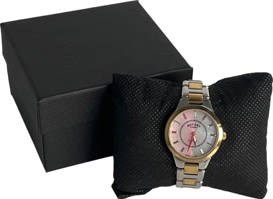 rotary Quartz Watch With White Dial Analogue Display And Rose Gold Stainless Steel Bracelet