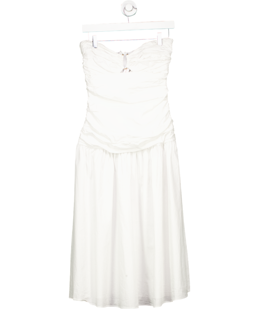 MANGO White Draped Dress With Metallic Detail UK 8