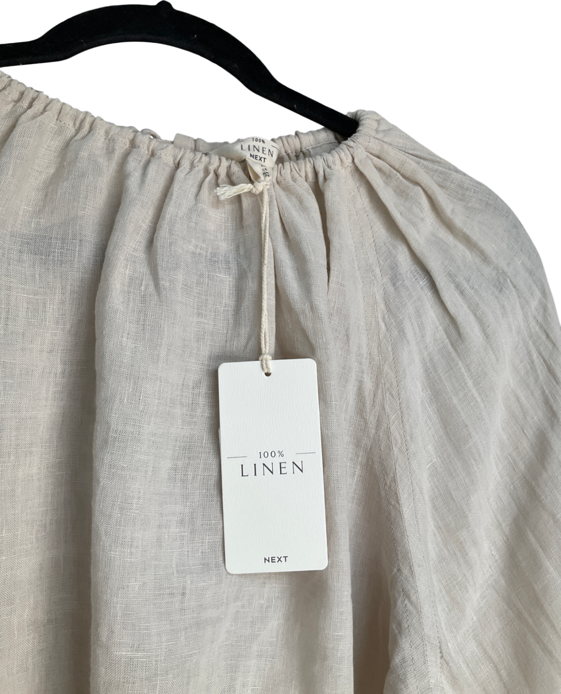 Next Ecru Cream 100% Linen Long Sleeve Boho Top UK 8