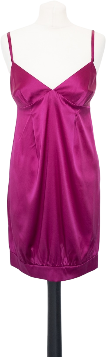 REBECCA TAYLOR Stretch Silk Satin Magenta Pink Mini Dress Us 8 UK 12