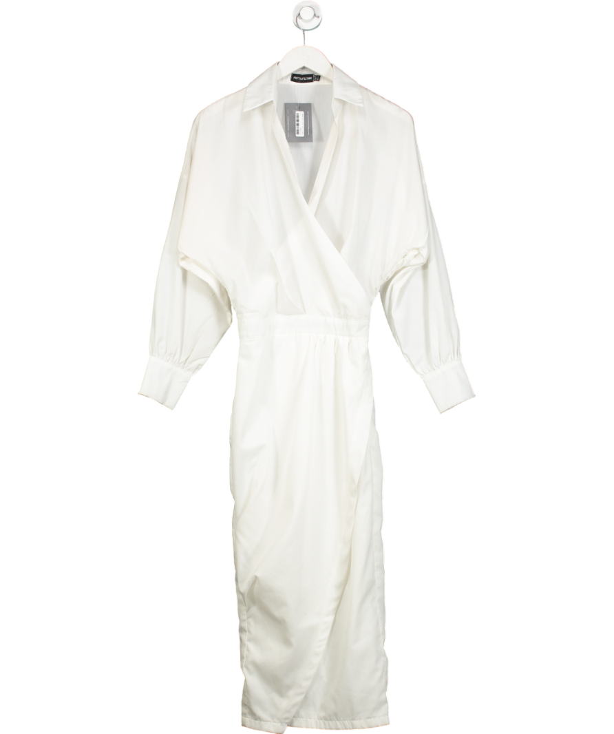PrettyLittleThing White Midi Shirt Dress UK 4