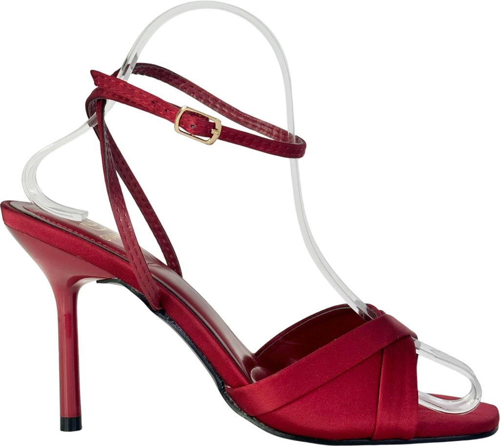 Givana Red 'bestie' Ankle Strap Open Toe Heels UK 4 EU 37 👠