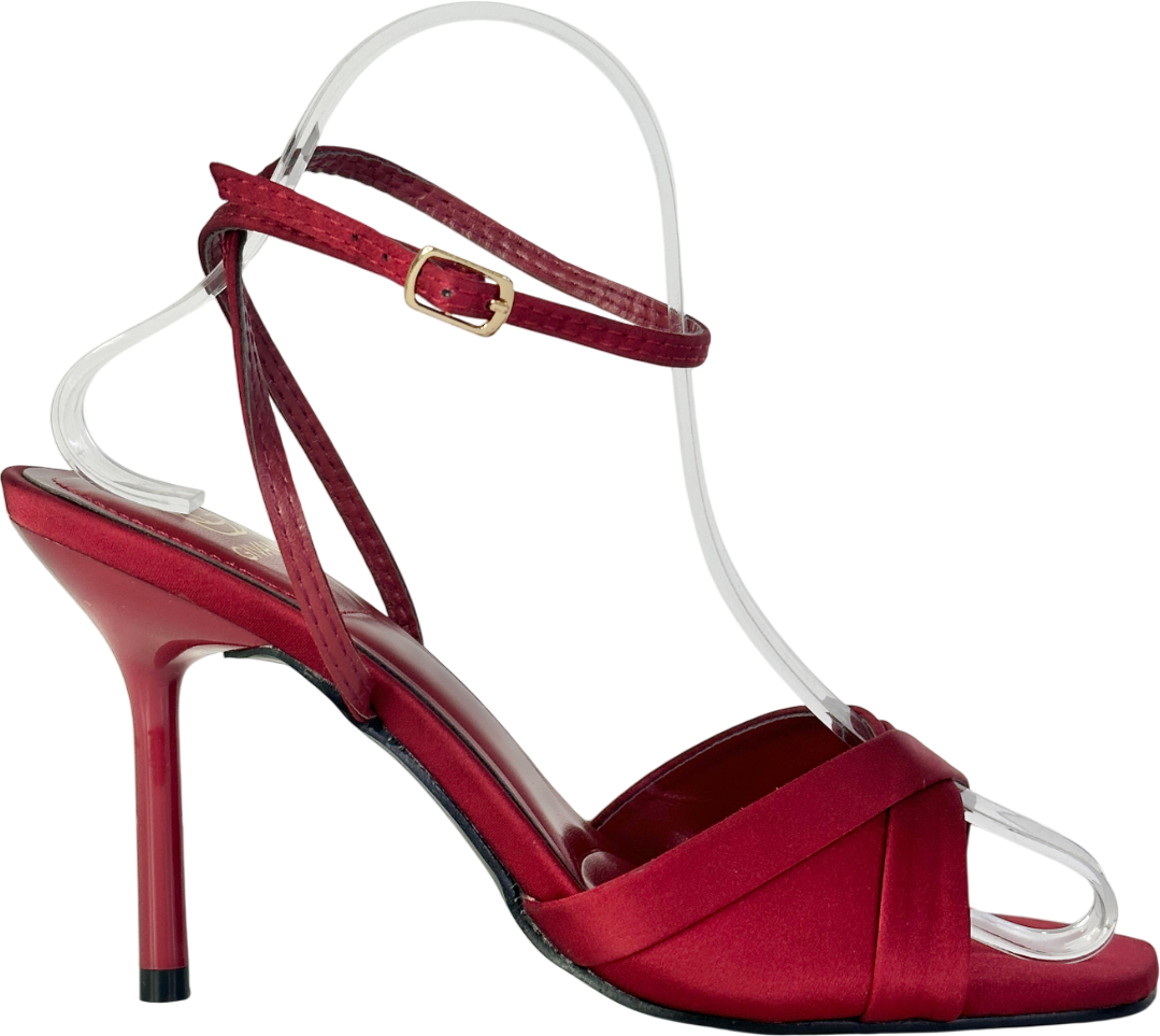 Givana Red 'bestie' Ankle Strap Open Toe Heels UK 4 EU 37 👠