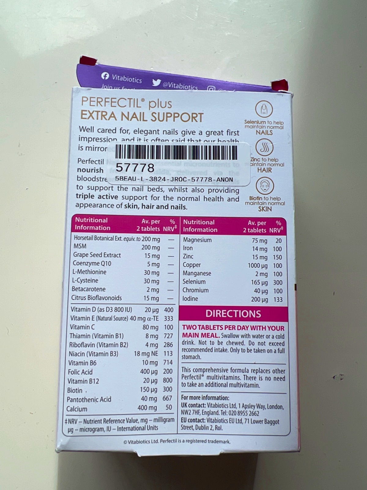 Vitabiotics Perfectil Nails Extra Support 60 Tablets