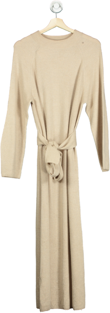 MNG Beige Ribbed Knit Dress UK M