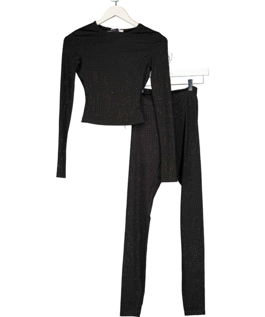SLA the label 2-piece Black Nola Diamante Embellished Co-ord Set UK XXS-XS