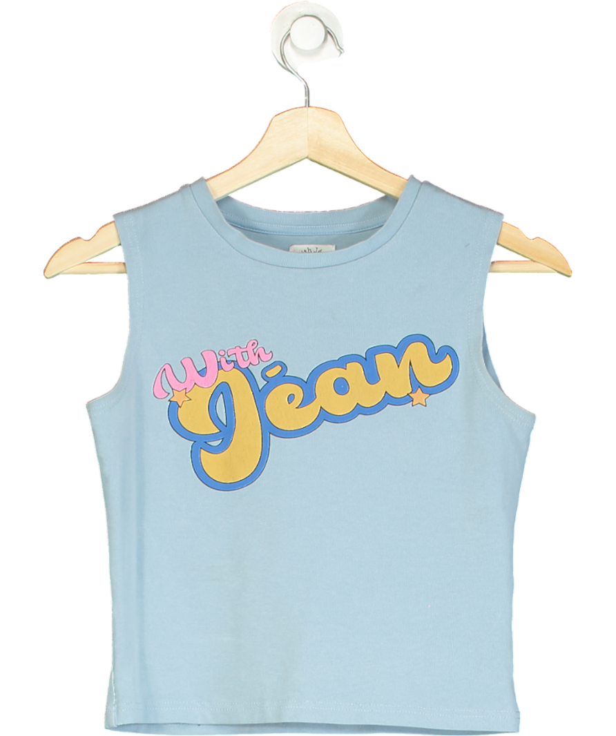 With Jean Blue Colorful Graphic Tank Top UK XS