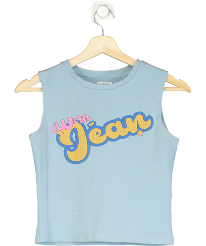 With Jean Blue Colorful Graphic Tank Top UK XS