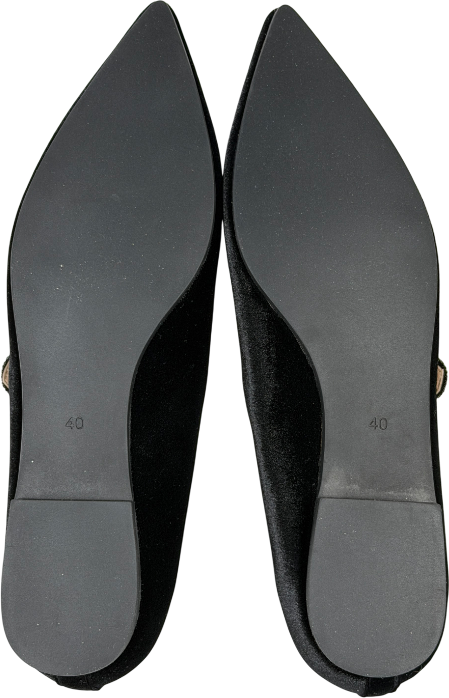 Age Of Innocence Black Thea Velvet Flats UK 7 EU 40 👠
