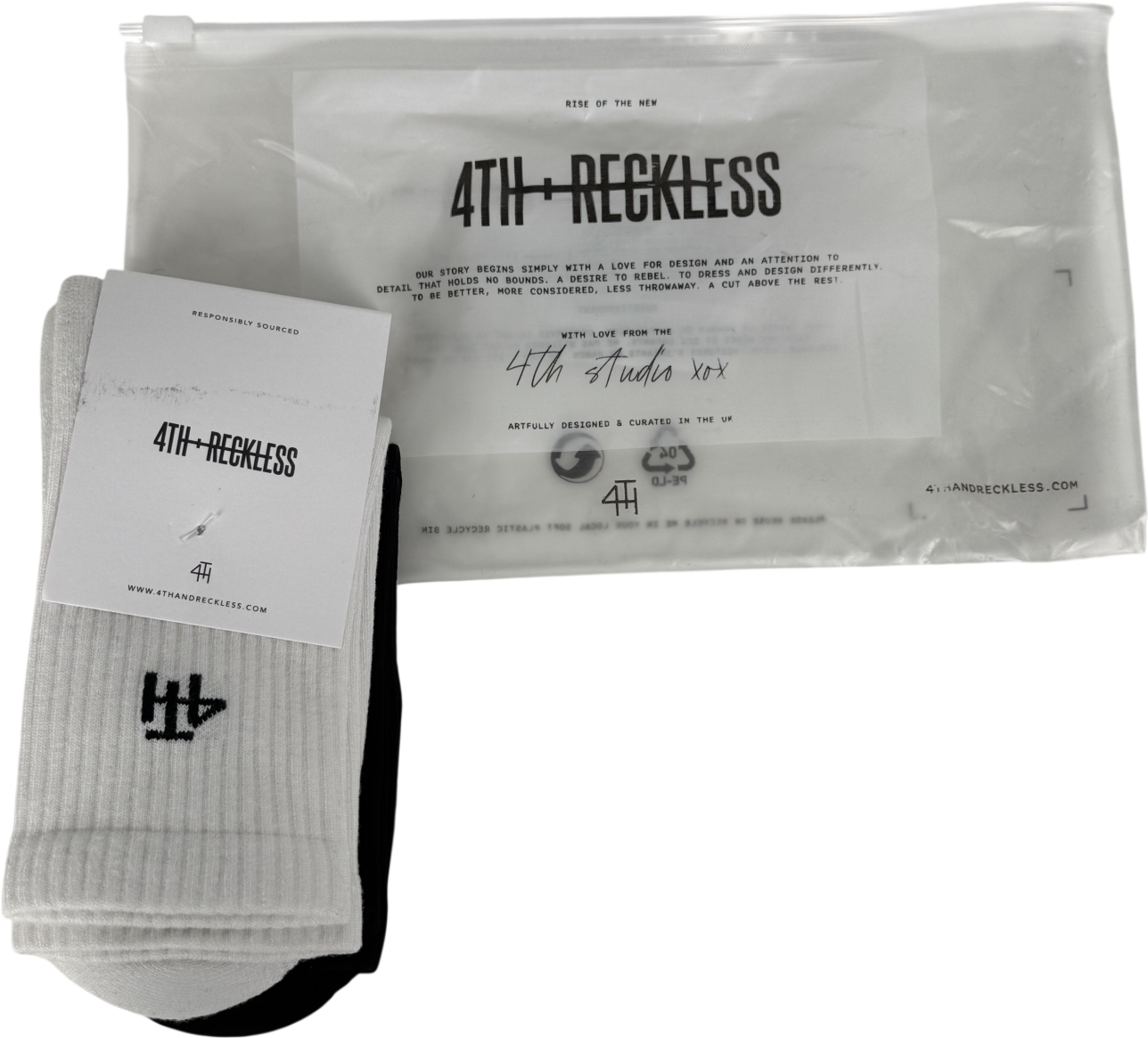 4th Reckless White & Black Multipack 4th Branded Socks One Size