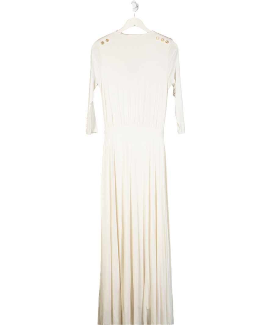 Holland Cooper Cream Long Sleeve Maxi Dress With Gold Button Detail UK XS