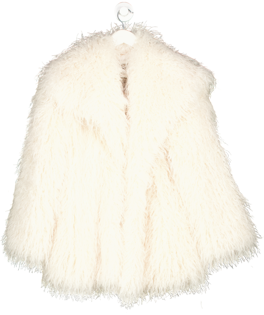 River Island Oversized Mongolian Jacket - Cream UK S