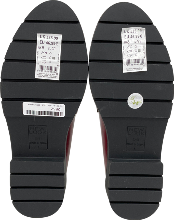 New Look Red Leather-look Chunky Loafers UK 8 EU 41 👠