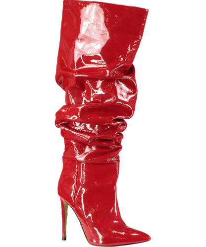 Paris Texas Red 110mm Patent-leather Slouchy Boots UK 7 EU 40 👠