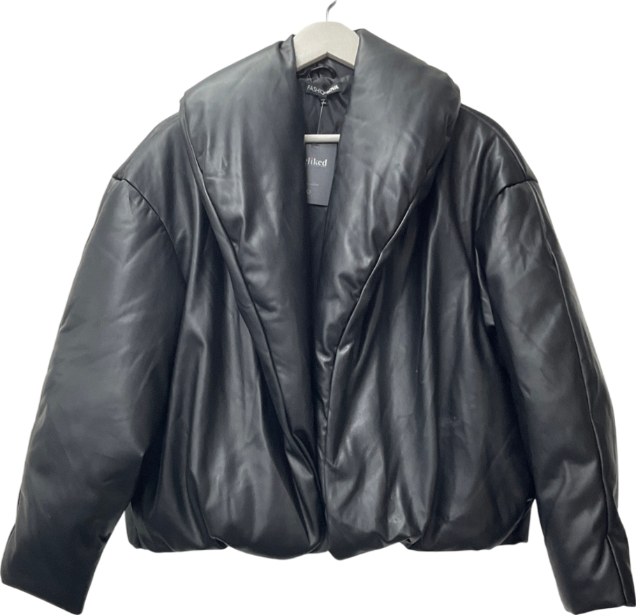 Fashion Nova Black Fashion Finds Faux Leather Puffer Jacket UK S