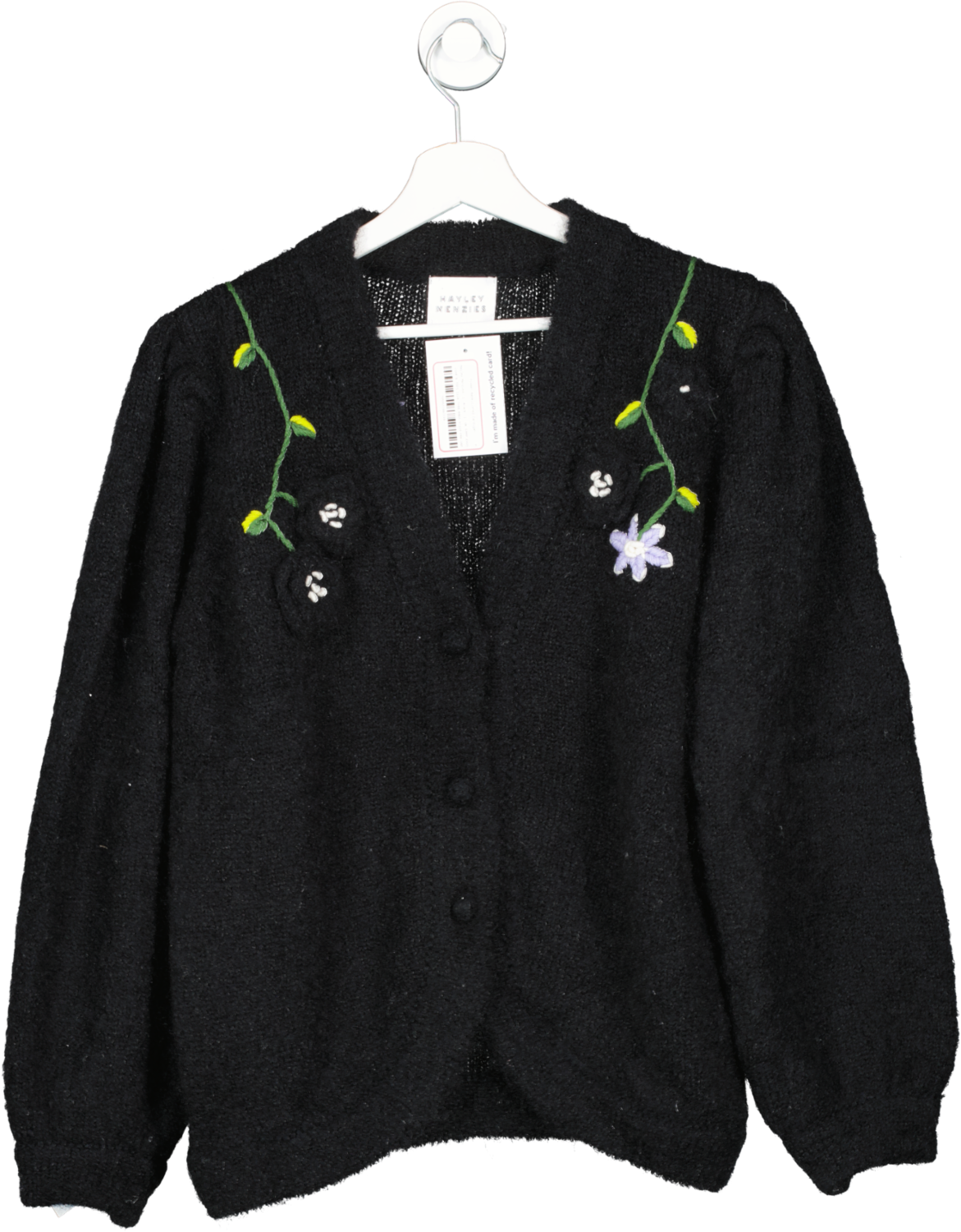 Hayley Menzies Black Flower Embellished Cardigan UK S
