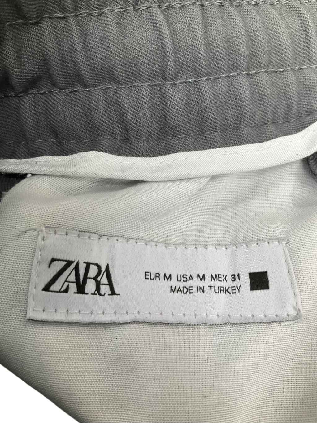 ZARA Grey Pull On Tapered Trousers UK M