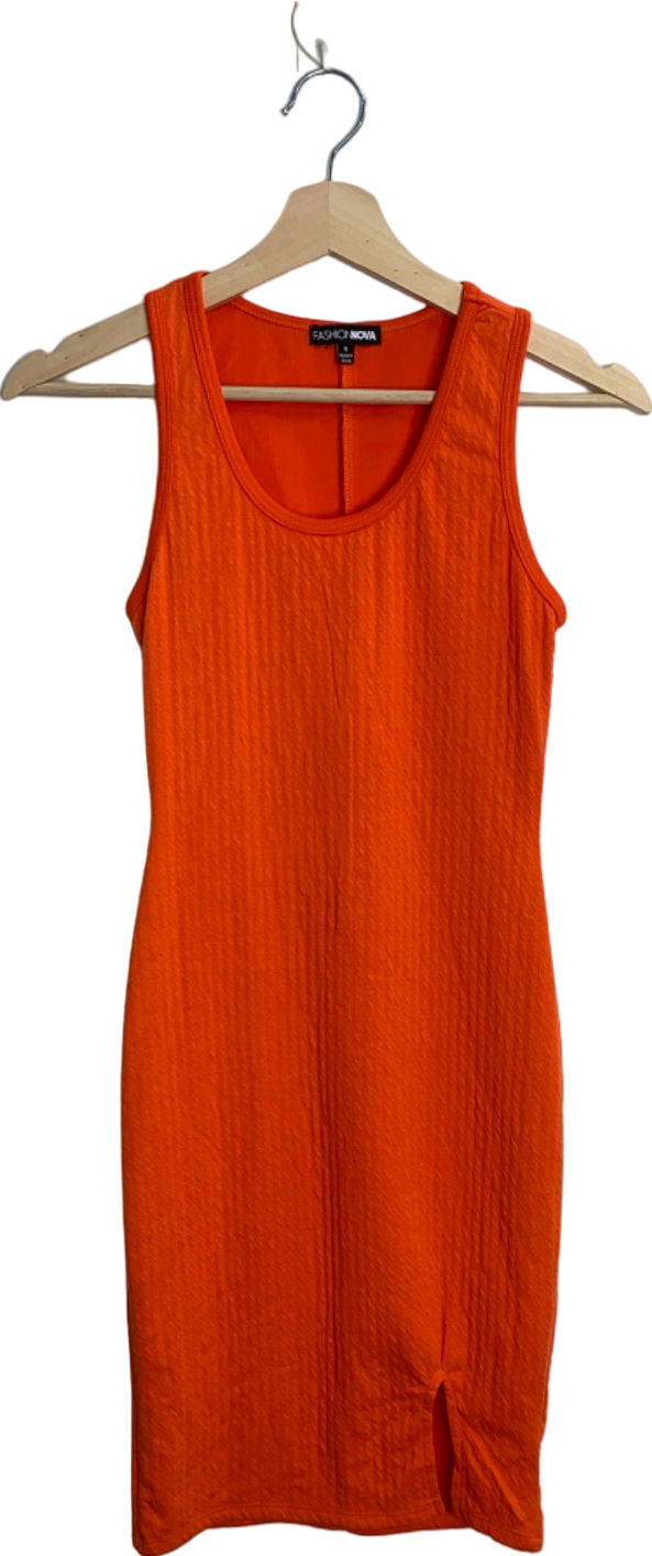 Fashion Nova Orange Ribbed Bodycon Dress S