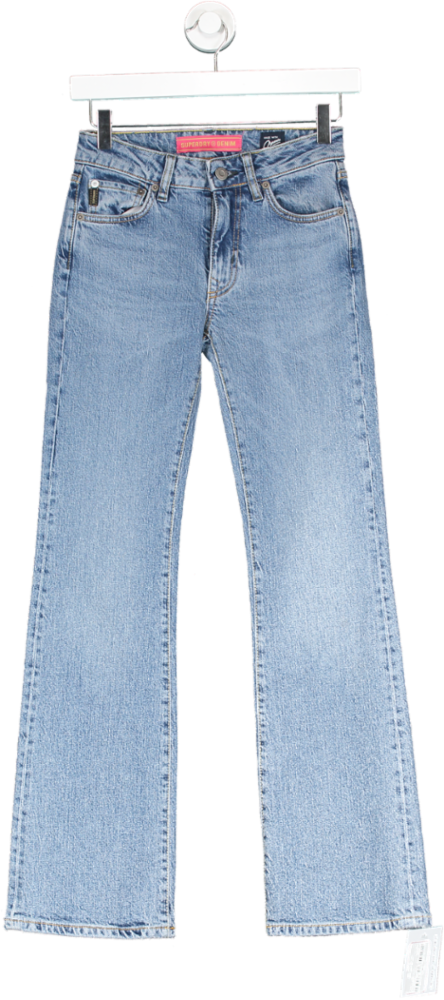 Superdry Blue Organic Cotton Flare Jeans W24