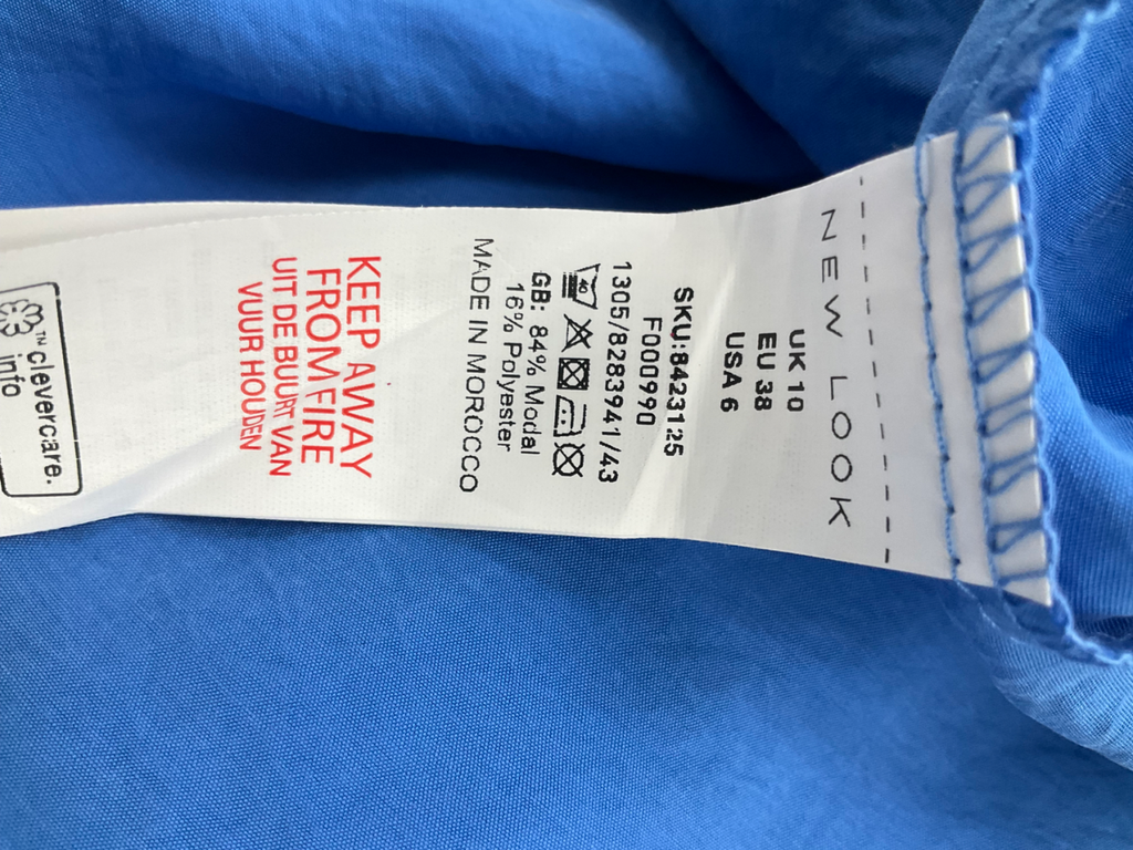 New Look Blue Tie Front Shirt UK 10