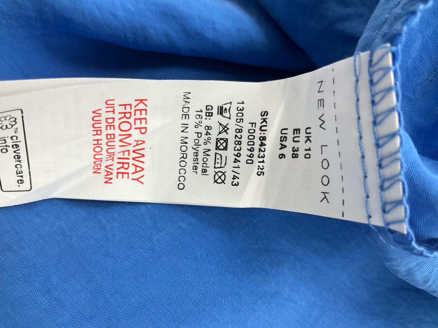 New Look Blue Tie Front Shirt UK 10