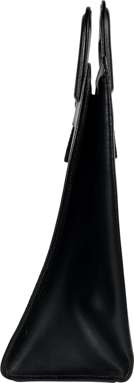 Trussardi Black Structured Leather Top Handle Bag