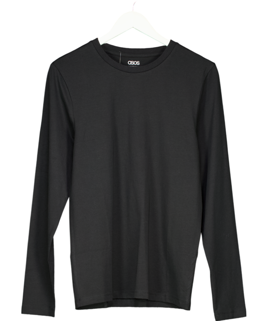 ASOS Black Crew Neck Long Sleeve Top UK L