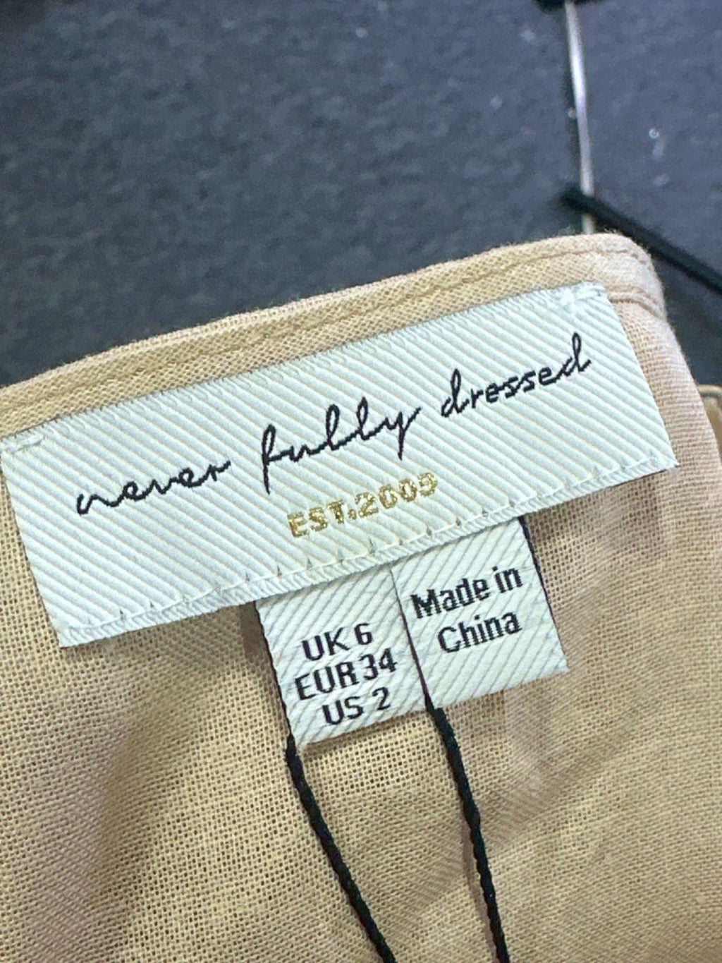 Never Fully Dressed Cream Stone Linen Mimi Dress UK 6