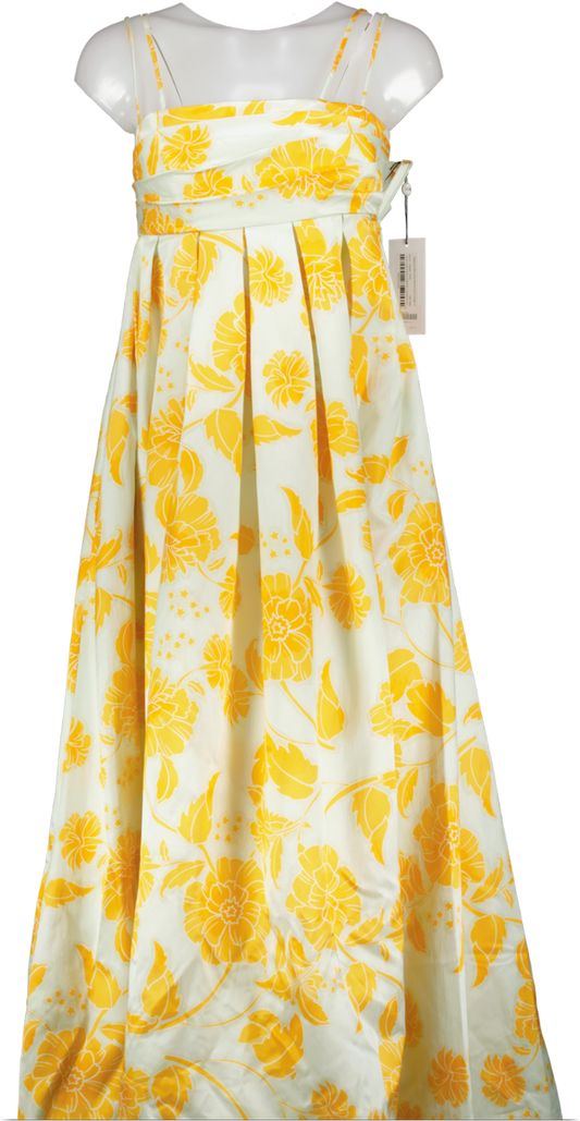 Leo Lin Orange Marguerite Maxi Dress Anemone Print In Ginger UK 8