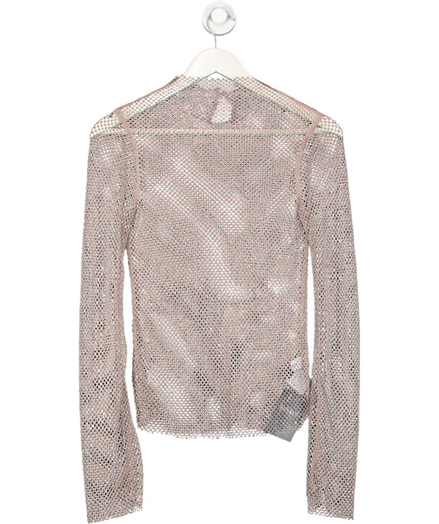 Henne Metallic Alonzo Silver Mesh Top UK XS